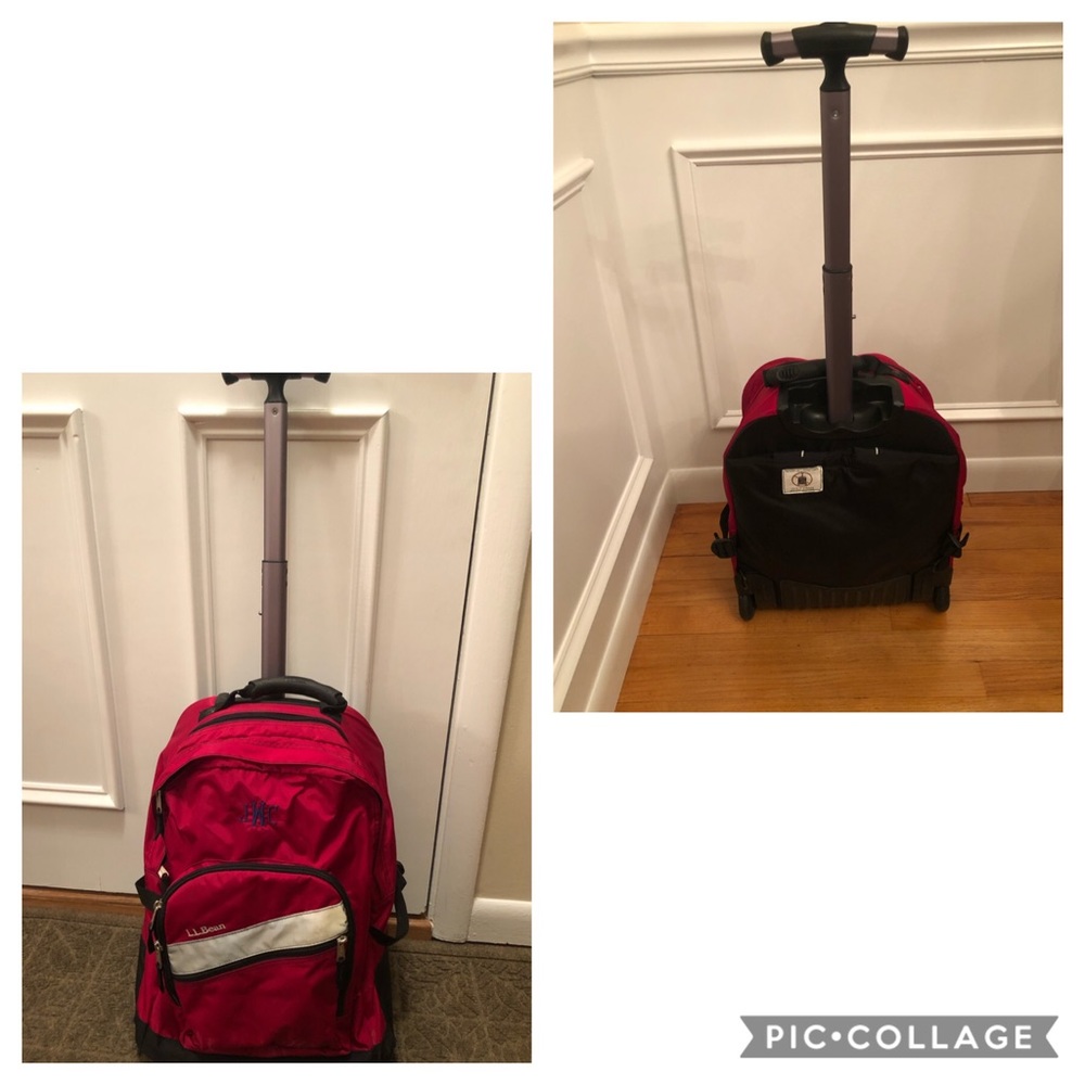 Lands’ End Deluxe Rolling Backpack Red